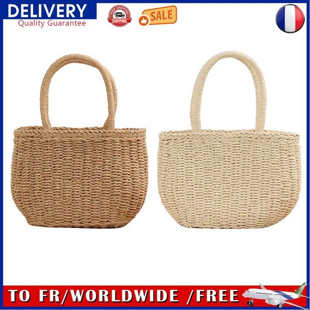 Straw Women Handbag Small Tote Summer Beach Holiday Boho Drawstring Shoulder Bag