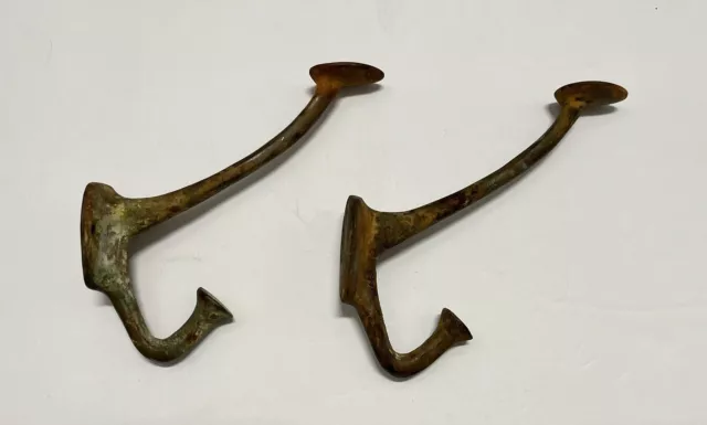 ( 2 ) Antique Cast Iron Hooks, hat rack, coat rack, steampunk, etc...