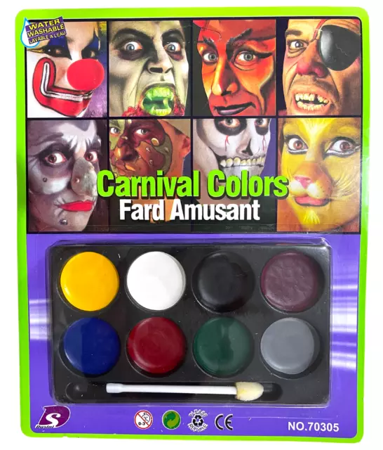 Halloween 8-Color Cara Cuerpo Pintura, Profesional No Tóxico, Agua Lavable