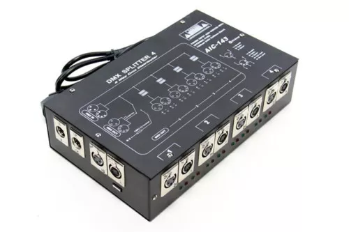 4-Way DMX-512 Splitter Distributor Amplifer 8 Isolated Channel 5 & 3 Pin Output