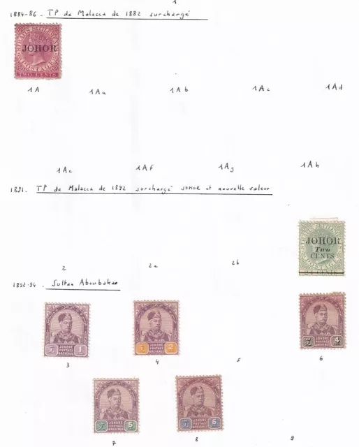 Malaya/JOHORE 1896 collection of 13 CLASSIC stamps / HIGH VALUE!