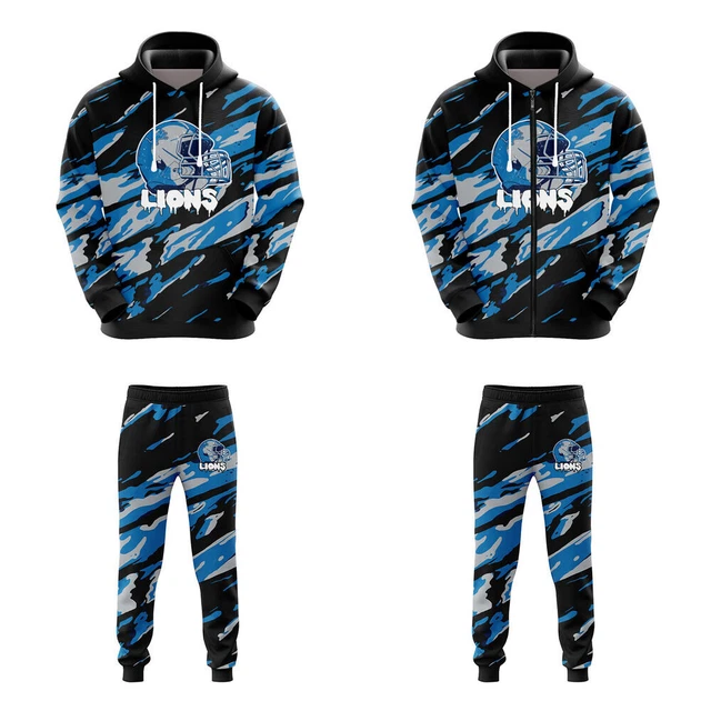 Detroit Lions Tracksuit Hoodies Sweatshirt Sweatpants Jogging Pants Outfit Gift