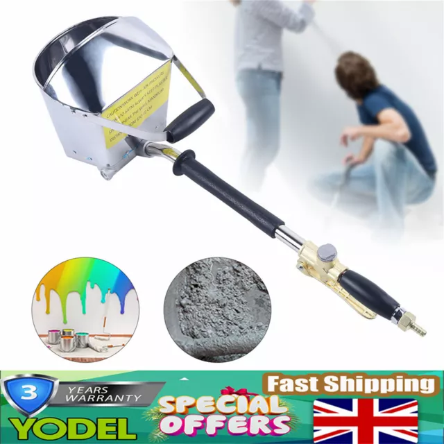 4 Jet Cement Mortar Sprayer Plaster Sprayer Gun Tool Air Stucco Hopper Render