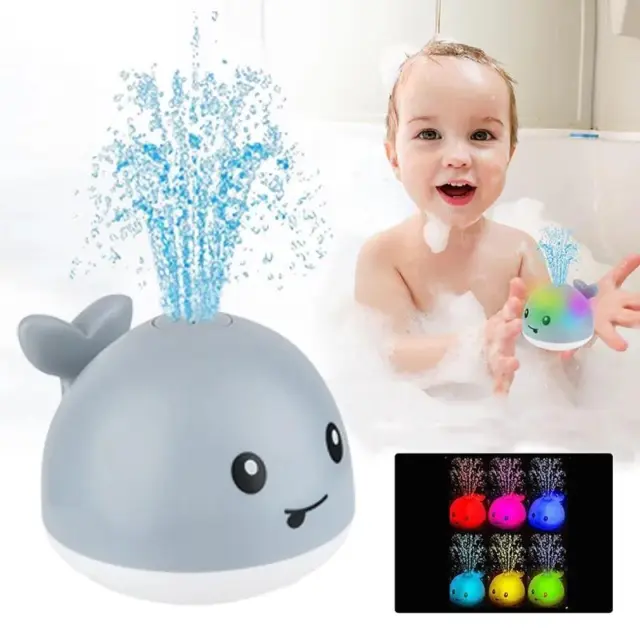 Baby Light Up Bath Toys Shower Whale Automatic Sprinkler Bathtub Toys Pool Gift