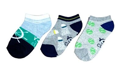 Baby Toddler Boys Cotton Ankle Trainer Summer Socks 3 Pairs Multi Buy 9M-3Y