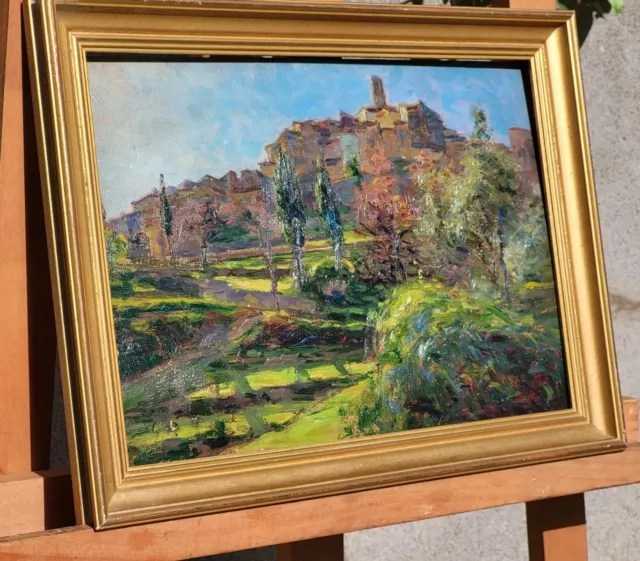 Tableau Ancien signée GASTON PRUNIER. Paysage Nature. Peinture huile sur panneau