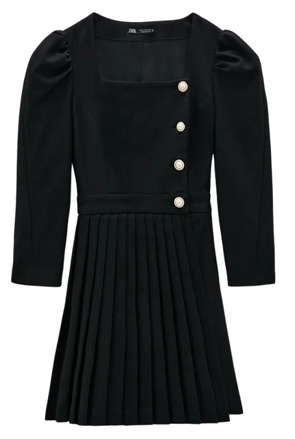 zara box pleat blazer dress ZARA NEW BOX PLEAT BLAZER DRESS w/ BELT BLUE GRAY LARGE - XL | REF. 8664/338