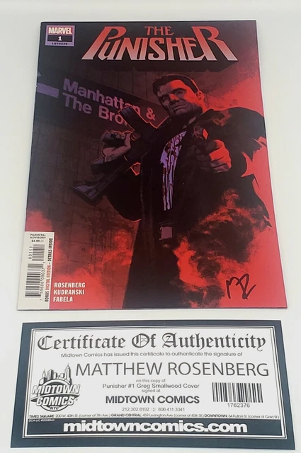 Marvel Comics - Punisher #1 Signed by Matthew Rosenberg COA - Midtown Comics