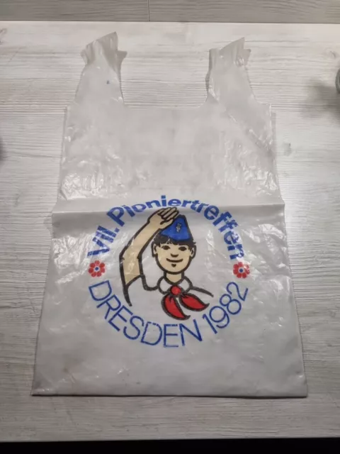 Original Plastiktüte Tüte Beutel 7. Pioniertreffen DDR Dresden 1982 *selten*