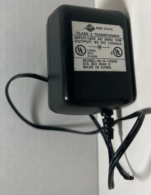 CUI Stack Transformer Class 2 InputV AC60Hz 19W Output 9V DC 1200mA 48-9-1200D