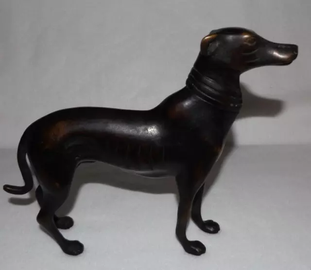 Vintage Greyhound Whippet Dog Figurine Sculpture Brass Metal Bronze Tone Heavy