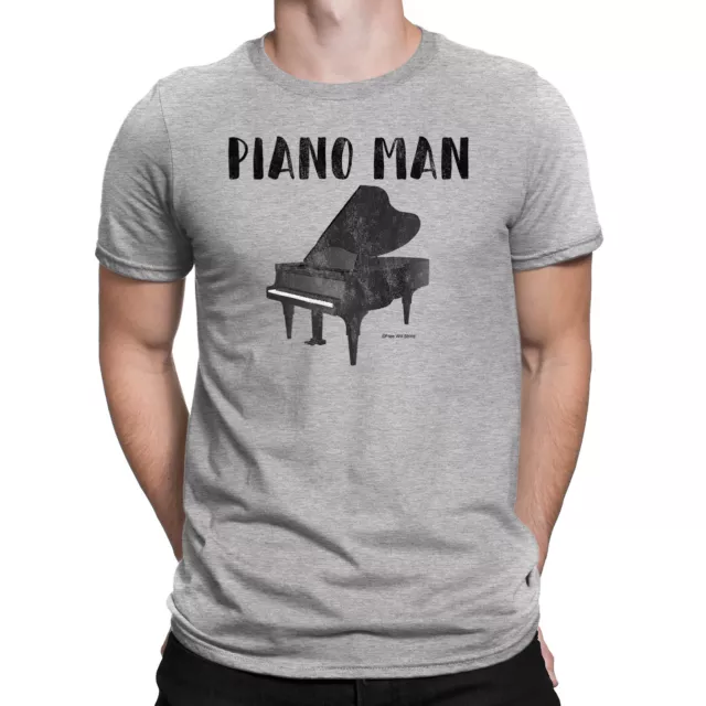 Mens ORGANIC Cotton T-Shirt PIANO MAN Pianist Keys Acoustic Instrument Music ECO