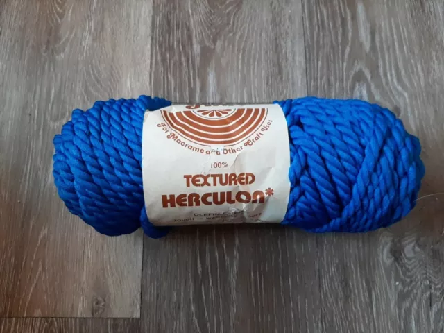 Vintage Elefant Twist Herculon Olefin Cord Rope Macrame Blue 7 mm one skein 1977