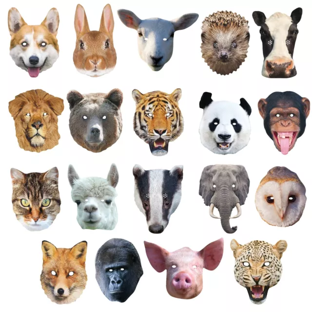 Animal Masks 2D Card Party Mask Zoo Farm theme Fancy Dress jungle Costume