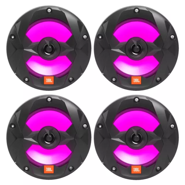 4x JBL 6.5" 225W Max 2-Way Marine Multi-Element LED Speakers with RGB Lighting