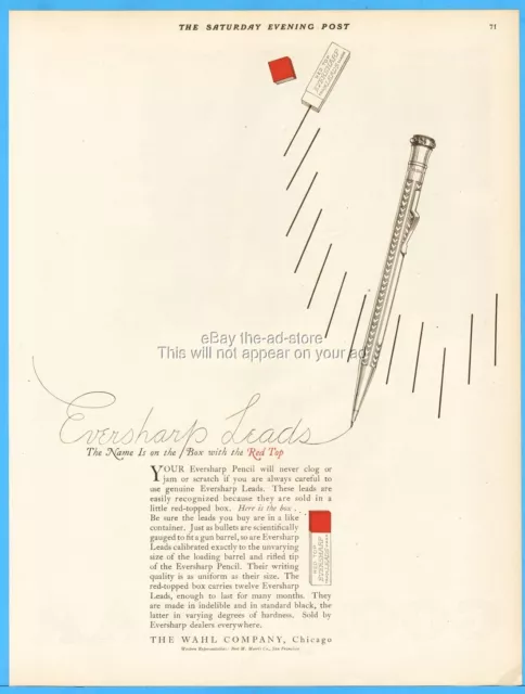 1921 Wahl Eversharp Chicago IL Mechanical Pencil Red Top Lead Box Vintage Ad