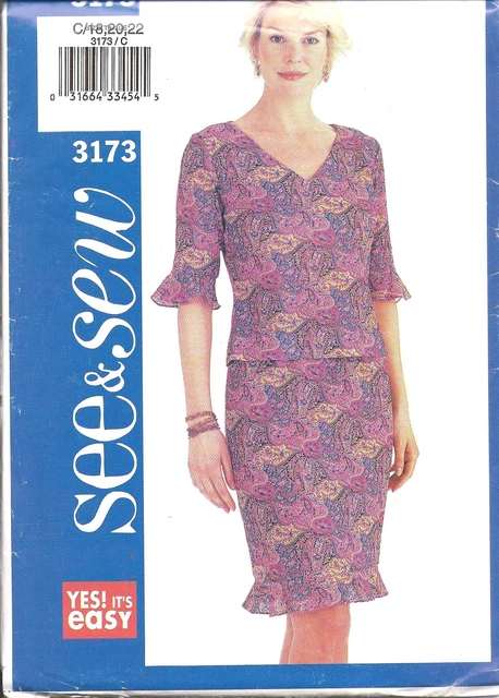 3173 UNCUT Vintage Butterick SEWING Pattern Misses Pullover Top Skirt Easy OOP