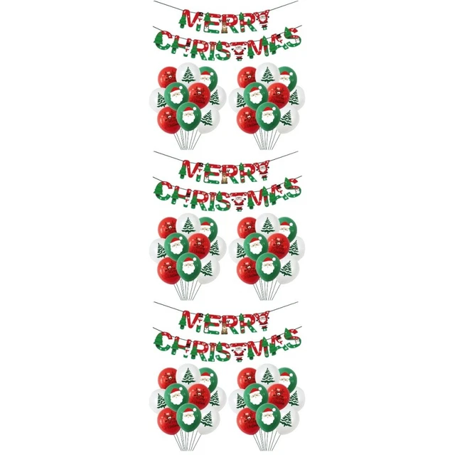 3 Sets Weihnachts Dekorations Ballons Frohe Weihnachten-Banner Emulsion Bankett