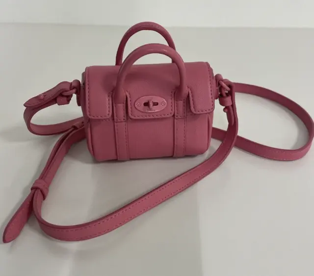 Rare one Mulberry Micro Bayswater Shoulder bag Geranium Pink F/S Japan Near Mint