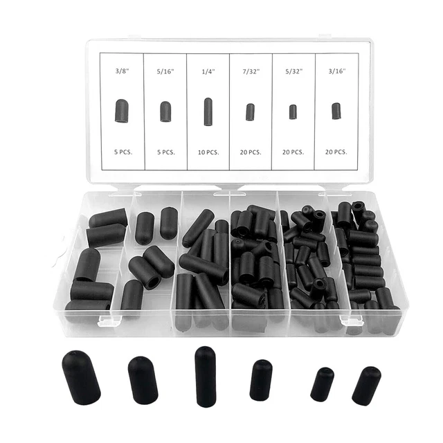 80pcs Rubber Carburetor Vacuum Line Hose Boot Cap Assortment Kit 5/32"- 3/8"