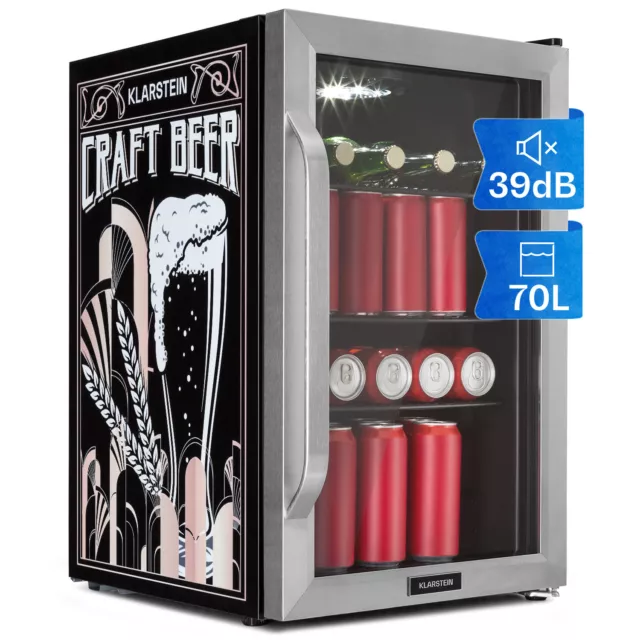 Kühlschrank Getränkekühler Flaschen Minibar 70 L Edelstahl Craft Beer Silber