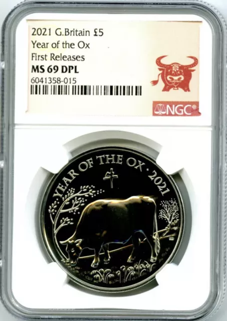 2021 Great Britain 5Pnd Year Of Ox Ngc Ms69 Dpl Deep Proof Like First Releases