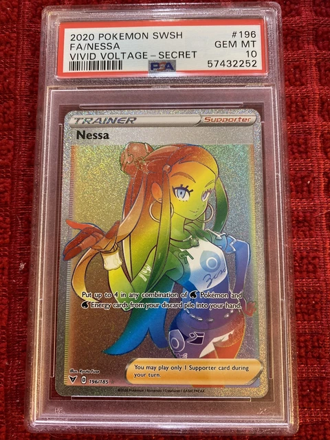 rainbow nessa pokemon card Trainer S4 118/100 HR Put up to 4 in any combination of Water Pokemon and Water Energy cards from your discard pile into your hand Nessa Full Art Rainbow Psa