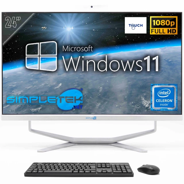 PC ALL IN One Aio 24” Windows 11 8Gb 240Gb Touchscreen G1820T Fisso ...