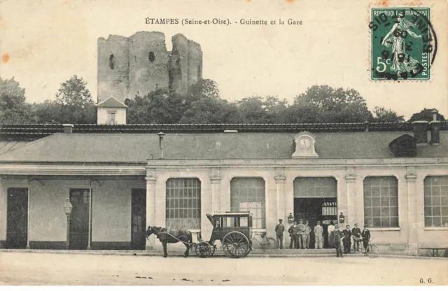 91 Etampes Ai#Dc741 Guinette Et La Gare Attelage Caleche Cheval