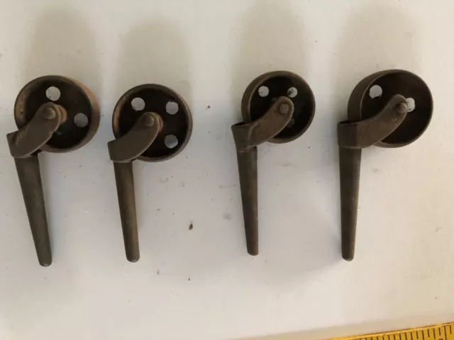Set of 4 Antique Iron Furniture Casters 1880s Era.         C16