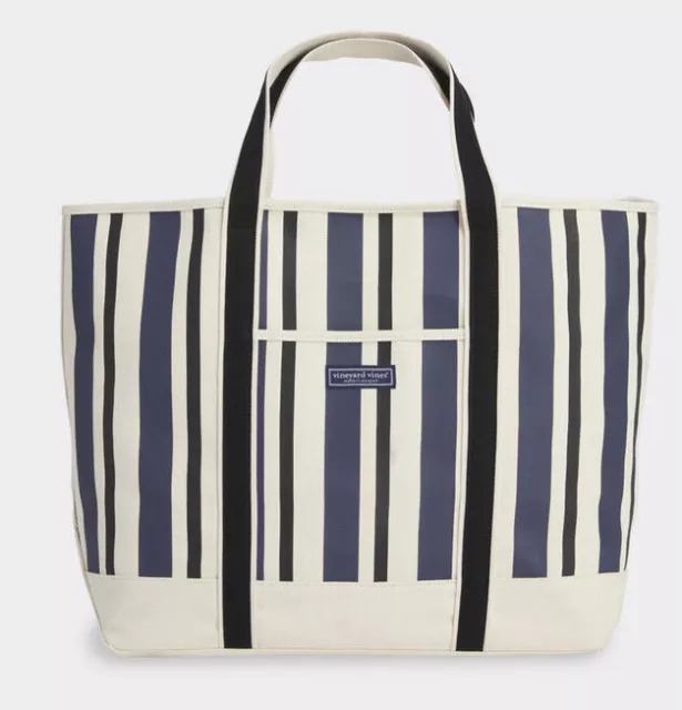 Vineyard Vines NWT Printed Stripe Tote Beach Bag Canvas NEW In Package