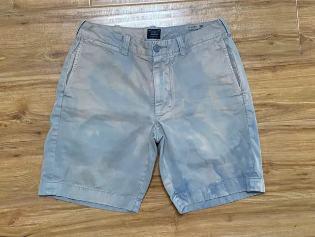 J Crew Gray Cotton Shorts Stanton Chino Men's Size 30 Inseam 9" Tie Dye Blue