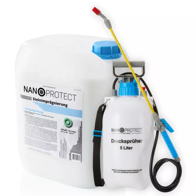 Nanoprotect Steinimprägnierung | Steinversiegelung | 10 Liter inkl. Drucksprüher