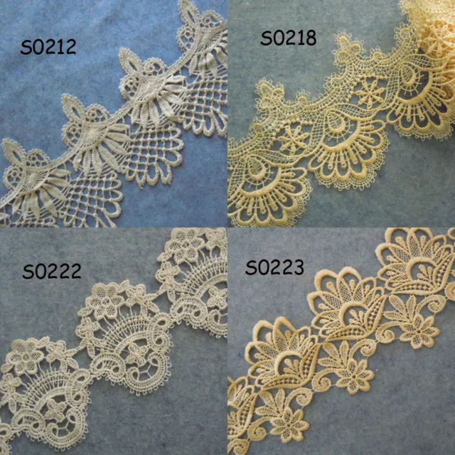 4'' - 6" Wide Rayon Venise Victorian Floral Lace Ivory, Yellow 4 Pattern zhs18