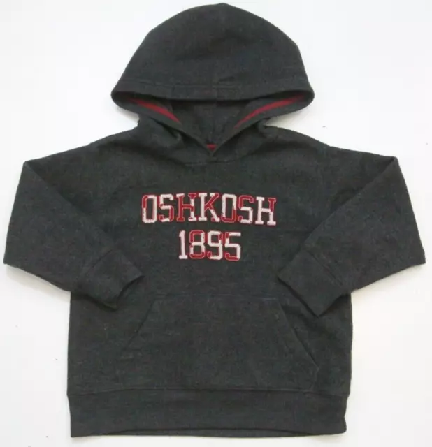 OSHKOSH B'Gosh 1895 Gray Red Polyester Boys Kids Hooded Fleece Sweatshirt 1425