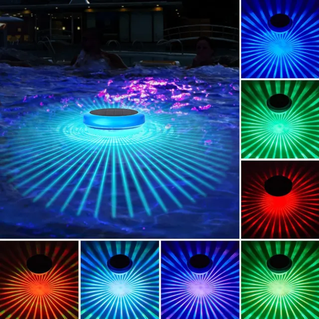 2x Floating Pool Lights Solar Powered RGB Color Changing Waterproof Pond Lights