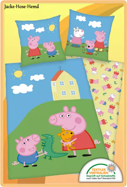 Bettwäsche Peppa Pig Peppa Wutz Baumwolle Renforcé Schweinchen Gr135x200cm NEU