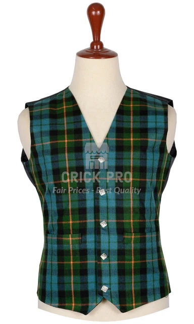 Gunn Ancient Handmade Scottish Tartan WAISTCOAT |  Custom Made Scottish Vest