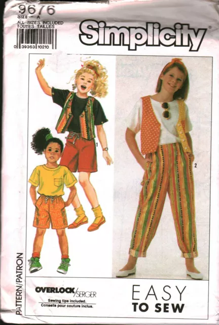 9676 Vintage Simplicity Cartamodello Ragazze Pantaloni Pantaloncini Gilet Top
