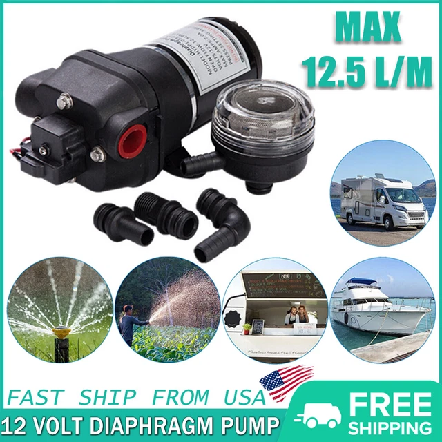 12V Water Pump 35PSI 3.3GPM Self Priming Diaphragm High Pressure Pump Boat RV