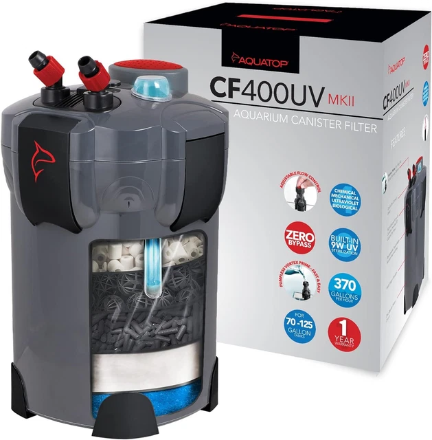 Aquatop CF400UV 4-Stage Canister Filter with UV 9W, 370 gph