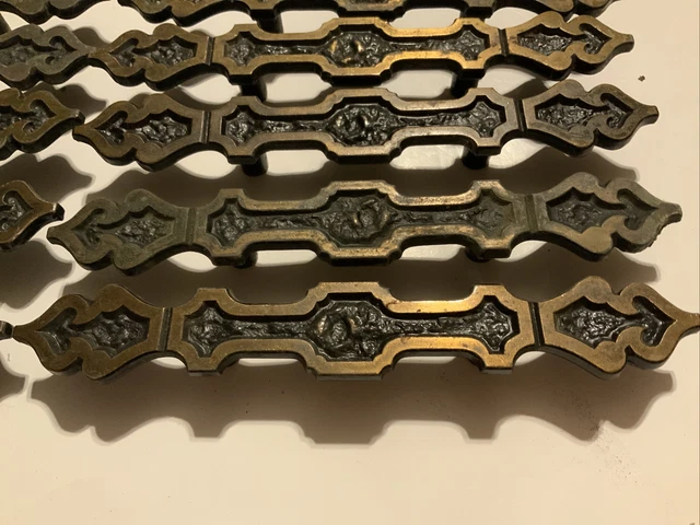 10 7" Vintage Gothic Dark Antique Brass Drawer Pull Lot 3" Ctr Cabinet Cage 10 7" Vintage Gothic Dark Antique Brass Drawer Pull Lot 3" Ctr Cabinet Cage