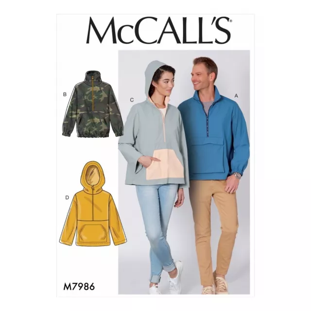 McCalls Sewing Pattern 7986 Women, Men XN (XLG-XXL-XXXL)