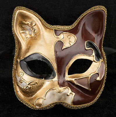 Mask from Venice Cat Gatto-Carnival-Muse Brown Golden -2016-V82B