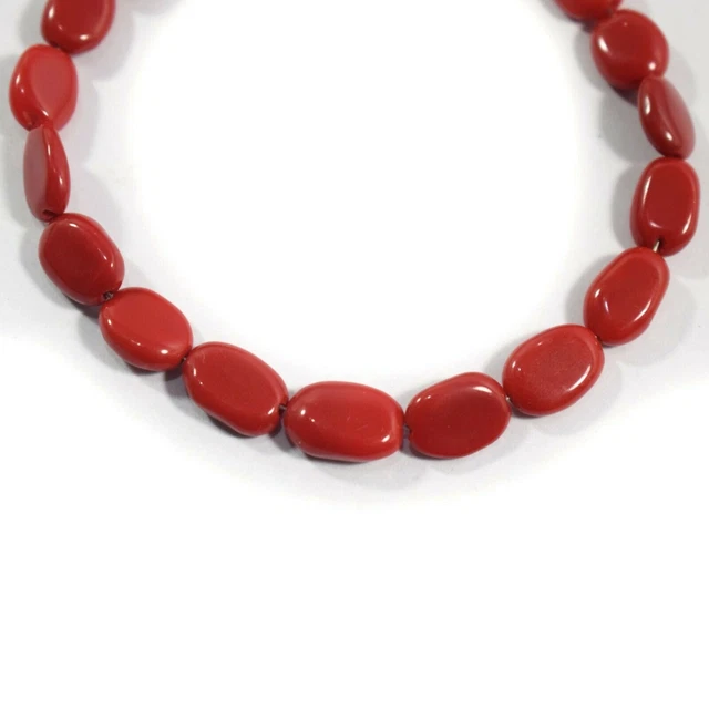 Perles de pierres précieuses en vrac de forme ovale lisse en corail rouge... 2