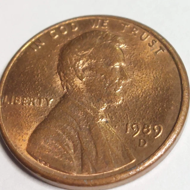 1989 D Lincoln cent mixed alloy grainy patches