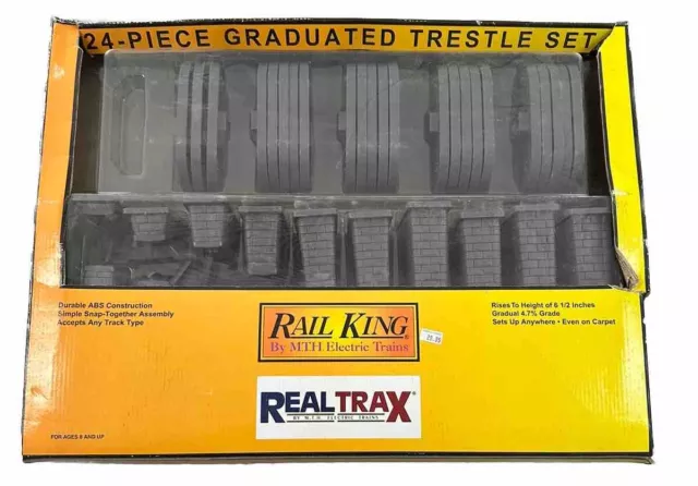 MTH RailKing RealTrax, 40-1033,  24-Piece Graduated Trestle System, O Scale