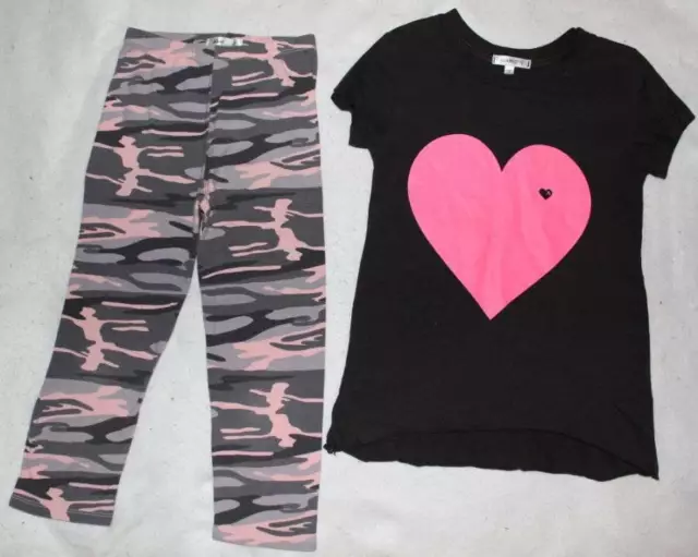 Joah Love Girl's Heart Tunic Top Shirt Cropped Camouflage Leggings 10 12 Yrs