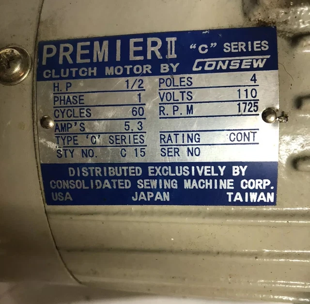 CONSEW PREMIERIIC SERIES110 Volt Industrial Sewing Machine Motor £53.
