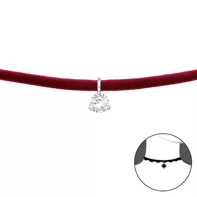 Silver Round Choker with Cubic Zirconia CZ —AUS Postage — Jewellery Sterling 925